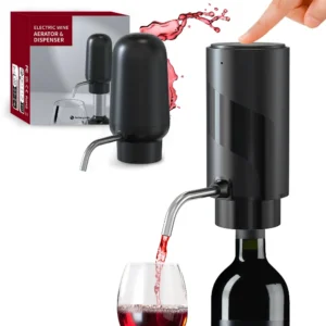 Areatore di Vino Automatico Elettrico – Decanter Ricaricabile con Erogazione One-Touch, Set Regalo per Amanti del Vino e Accessori Bar