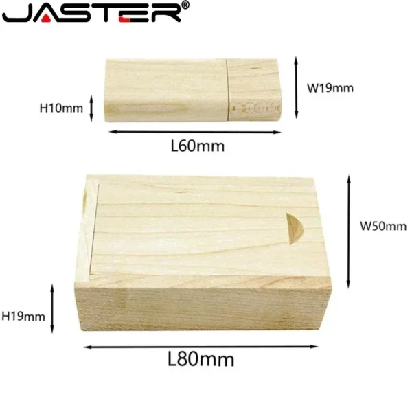 JASTER USB 2.0 in Legno di Bambù con Scatola – Chiavetta USB 16GB 32GB 64GB Personalizzabile con Logo – Regalo Matrimonio, Fotografia, Aziende - immagine 2