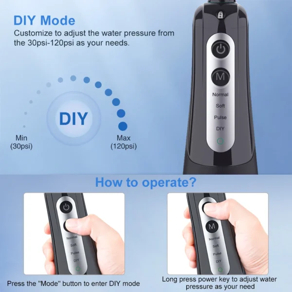INSMART Irrigatore Orale Portatile 300ml – Flossing a Getto d’Acqua Ricaricabile USB con 4 Ugelli Intercambiabili – Pulizia Profonda dei Denti e Sbiancamento – Impermeabile IPX7 per Casa e Viaggio - immagine 4