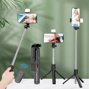 Bluetooth Remote Extendable Phone Tripod - Wireless Selfie Stick Tripod Stand per iPhone 15, Samsung, TikTok Live Streaming, Supporto Regolabile con Telecomando Bluetooth