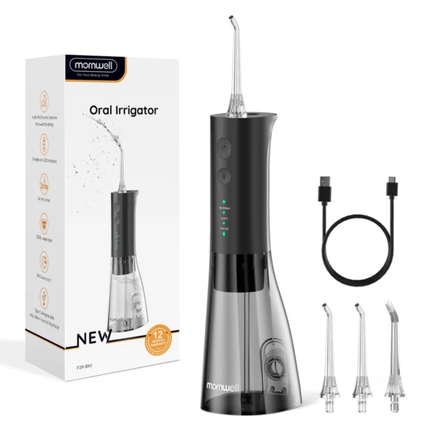 New Oral Irrigator D52/F29 - Irrigatore Orale Portatile USB Ricaricabile con 4 Ugelli per Pulizia dei Denti - Flossing a Getto d’Acqua per una Pulizia Profonda e Completa - immagine 9