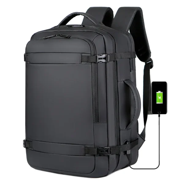 Zaino da Viaggio USB Espandibile da 40L - Borsa da Mano Approvata per Voli - Resistente all’Acqua e Durabile, Compatibile con Laptop fino a 17 Pollici, Zaino da Viaggio con Caricatore USB per Aereo - immagine 7