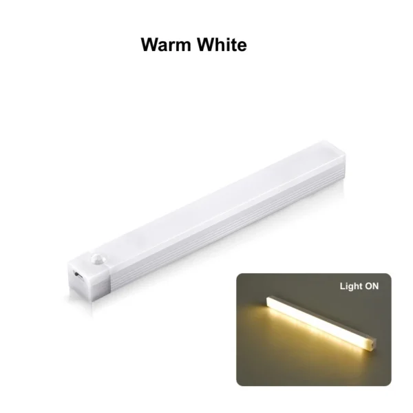 Luce Notturna LED a Sensore di Movimento Ricaricabile USB-C – Lampada Induzione Wireless per Armadio, Comodino, Specchio, Mobile, Strip LED Portatile - immagine 7