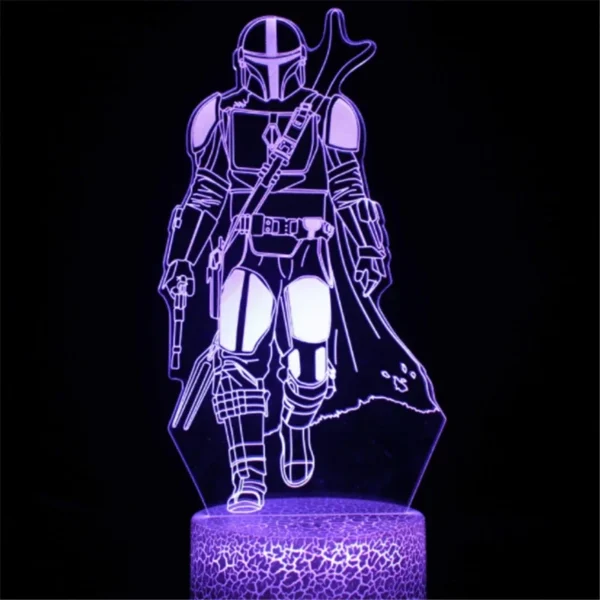 Lampada 3D LED Baby Yoda Anime – Luce Notturna Illusione Ottica Multicolore per Cameretta Bambini, Decorazione da Tavolo, Stile Manga Groot - immagine 9