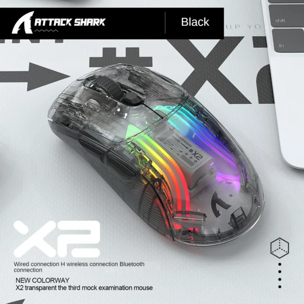 ATTACK SHARK X2 Pro – Mouse Gaming Wireless Tripla Modalità con Guscio Trasparente - immagine 8