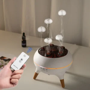 Dynamic Jellyfish Air Humidifier 250ml - Diffusore di Oli Essenziali con Telecomando e 7 Luci Notturne Colorate - Umidificatore per Camera da Letto