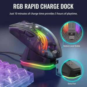 ATTACK SHARK X2 Pro – Mouse Gaming Wireless Tripla Modalità con Guscio Trasparente