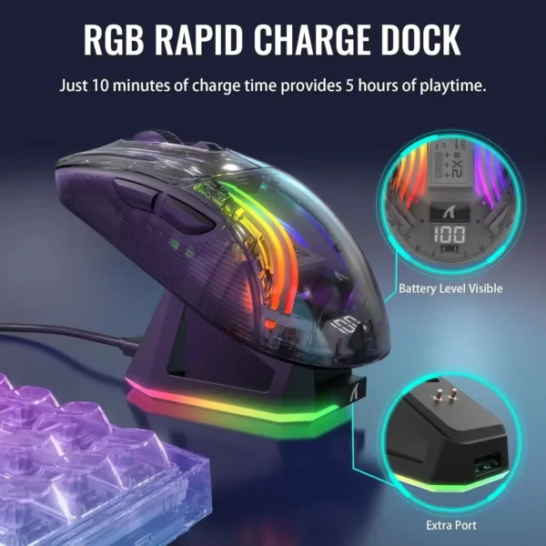 ATTACK SHARK X2 Pro – Mouse Gaming Wireless Tripla Modalità con Guscio Trasparente