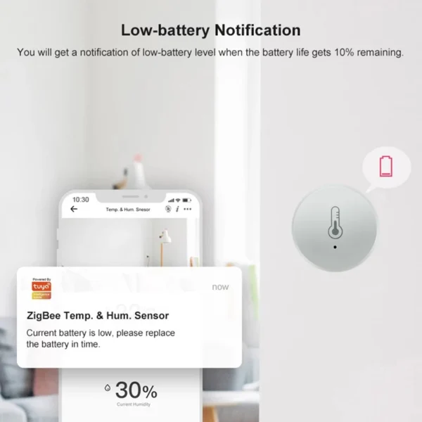 Sensore di Temperatura e Umidità Tuya Zigbee – Termoigrometro Smart con Controllo Vocale, Monitoraggio in Tempo Reale, Compatibile con Alexa e Google Home - immagine 2