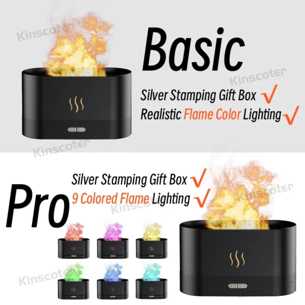KINSCOTER Diffusore di Aromi e Umidificatore d’Aria Ultrasonico - Lampada a Fiamma LED per Oli Essenziali, Nebulizzatore a Vapore Freddo, Diffusore per Casa e Ufficio - immagine 6