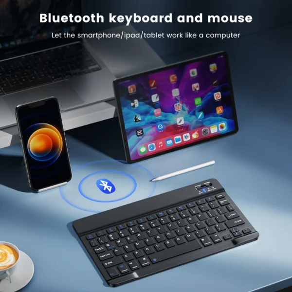 Tastiera Wireless Bluetooth 78 Tasti – Mini Tastiera Compatibile con Android, iOS, Windows, per PC, iPad, Tablet, Smart TV - immagine 2