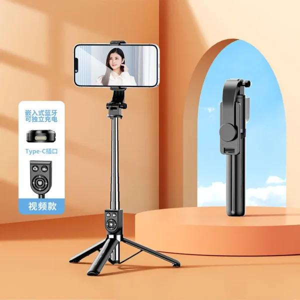 Selfie Stick Estendibile 1M Bluetooth con Luce di Riempimento e Treppiede per TikTok Live – Supporto da Scrivania per Smartphone e Video - immagine 5