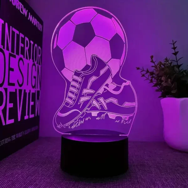 Lampada 3D a Forma di Pallone da Calcio – Luce Notturna - immagine 2
