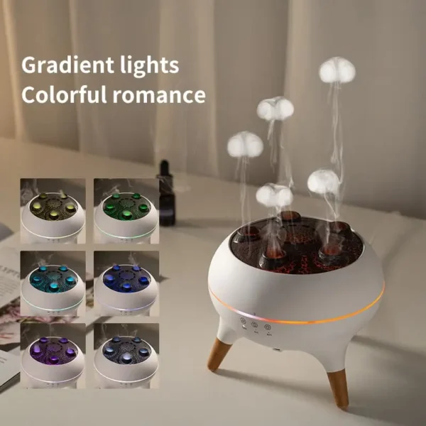 Dynamic Jellyfish Air Humidifier 250ml - Diffusore di Oli Essenziali con Telecomando e 7 Luci Notturne Colorate - Umidificatore per Camera da Letto - immagine 5
