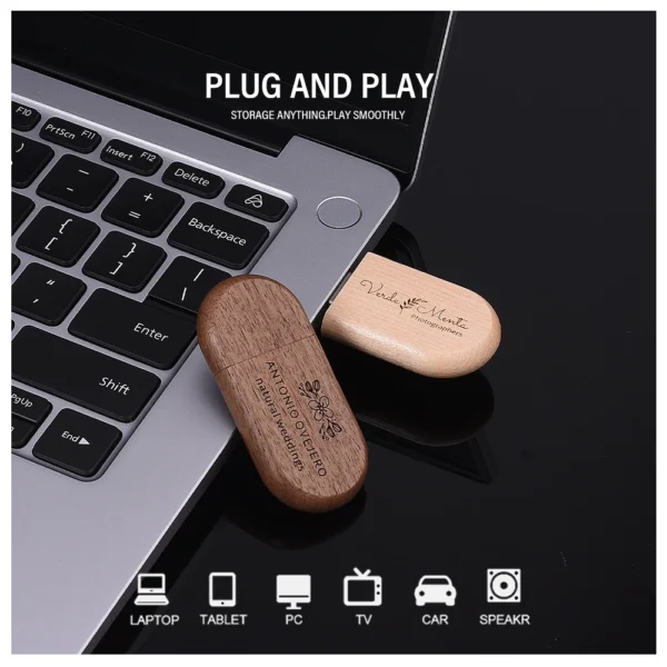 JASTER USB 3.0 Flash Drive con Scatola in Legno Personalizzata – Pendrive Ad Alta Velocità con Logo Personalizzato – 8GB, 16GB, 32GB, 64GB U Disk per Regali Aziendali e Personalizzati - immagine 3