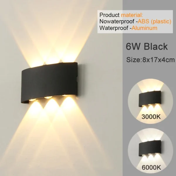 Lampada/Applique LED Moderna da Parete – Luce Bianco Caldo su e giù, per Interni ed Esterni - immagine 8
