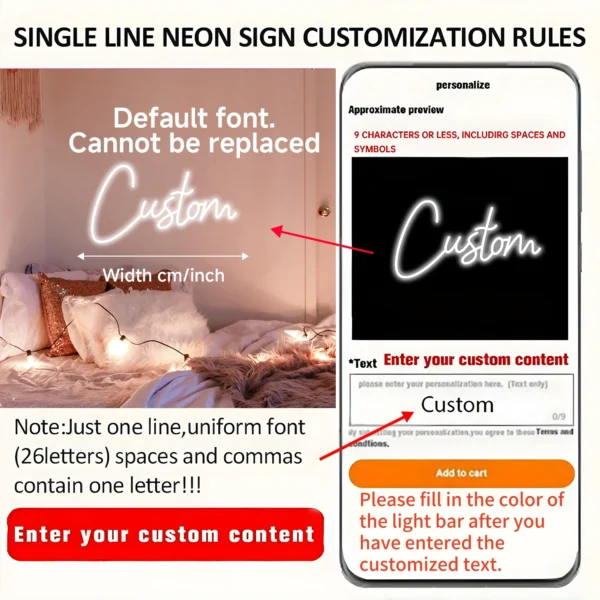 Insegna al Neon Personalizzata LED – Scritta Luminosa per Camera, Matrimonio, Festa, Bar, Negozio – Decorazione a LED su Misura per Compleanni ed Eventi - immagine 5