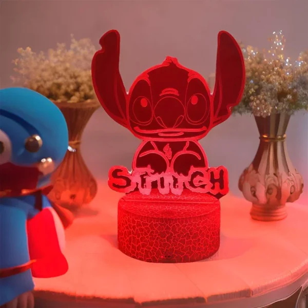 Lampada 3D Stitch Illusione Ottica – Luce Notturna LED con Controllo Remoto e Touch – Lampada da Letto per Bambini, Decorazione Camere e Regalo di Natale - immagine 4