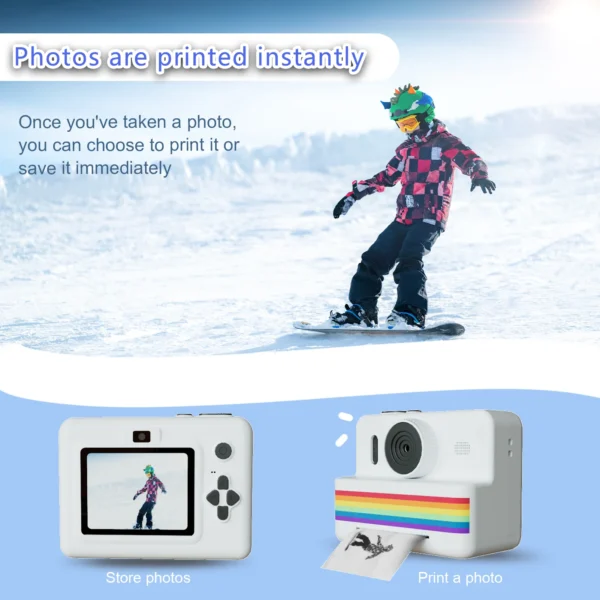 Fotocamera Digitale Bambini con Mini Stampante – Fotocamera Termica Istantanea Portatile 2.8” Schermo HD, Video & Foto, Regalo Educativo Bimbi - immagine 3