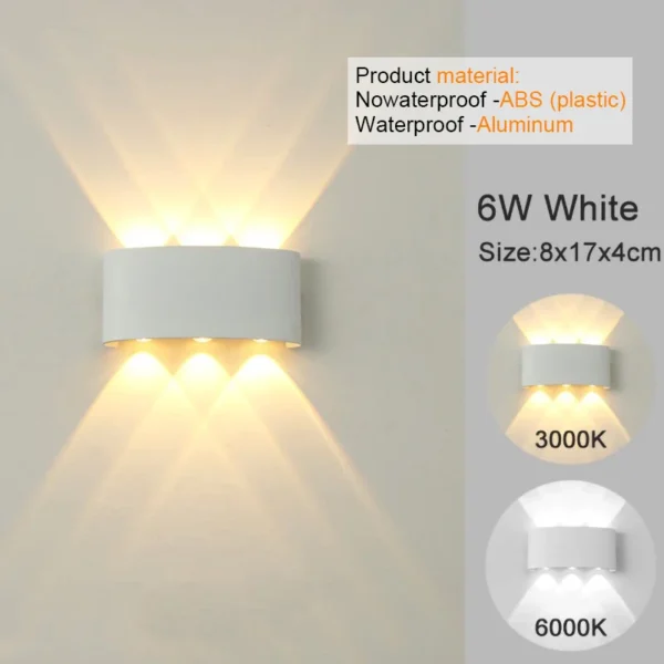 Lampada/Applique LED Moderna da Parete – Luce Bianco Caldo su e giù, per Interni ed Esterni - immagine 13