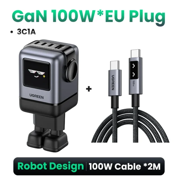 UGREEN Uno Caricatore GaN 100W con Design Robot – Ricarica Rapida PD 3.0, QC 4.0/3.0, PPS – Compatibile con iPhone 16/15/14 Pro, MacBook Air, Laptop, Tablet - immagine 12