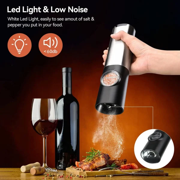 Macina Sale e Pepe Elettrico USB Ricaricabile – Grinder con Grana Regolabile, Macina Spezie Fresche per Cucina, Tavola o Regalo - immagine 5