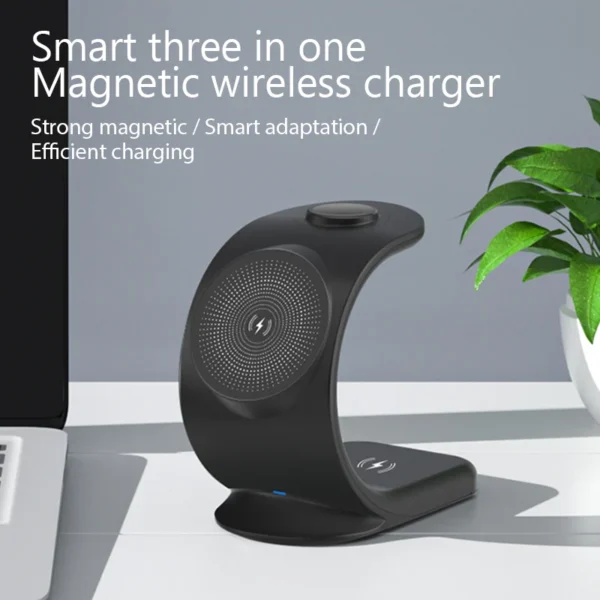 Caricatore Wireless Magnetico 3 in 1 – Stazione di Ricarica Rapida 15W – Supporto Magnetico da Tavolo per iPhone con Funzione Bracket - immagine 6