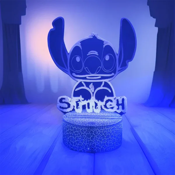Lampada 3D Stitch Illusione Ottica – Luce Notturna LED con Controllo Remoto e Touch – Lampada da Letto per Bambini, Decorazione Camere e Regalo di Natale - immagine 5