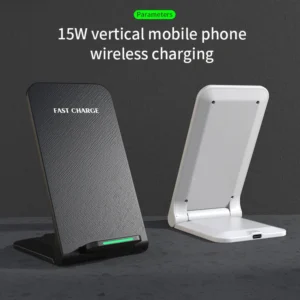 Caricatore Wireless 15W Stand Universale – Ricarica Rapida per iPhone 15/14/13/12/11/X/SE 2022, Galaxy S23/S22/S21/S20/S10, AirPods, Qi Dispositivi