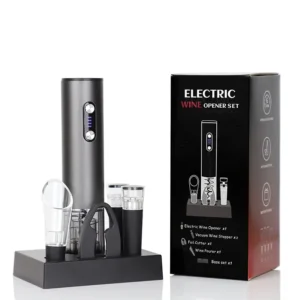 Set Apribottiglie Elettrico Ricaricabile USB – Cavatappi Automatico con Base, per Vino Rosso e Bianco