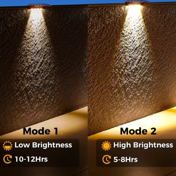 Set 2 Luci Solari da Parete – 4 LED Impermeabili per Recinzioni, Muretti, Sentieri e Giardini - immagine 5