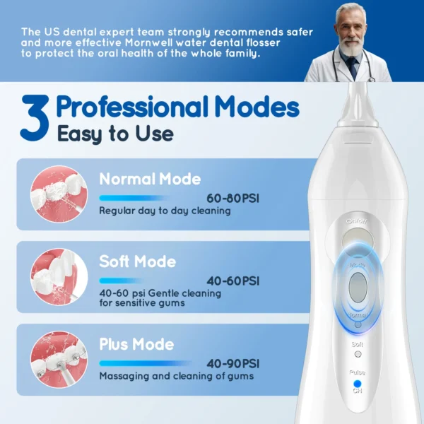 New Oral Irrigator D52/F29 - Irrigatore Orale Portatile USB Ricaricabile con 4 Ugelli per Pulizia dei Denti - Flossing a Getto d’Acqua per una Pulizia Profonda e Completa - immagine 4