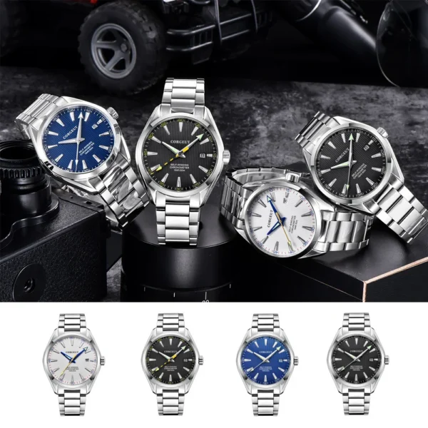 Corgeut 41mm men clock Watch For Men Automatic calendar date Mechanical Sapphire Glass wristwatch luxury top brand relogio - immagine 2