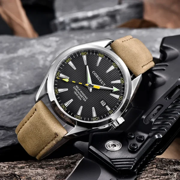 Corgeut 41mm men clock Watch For Men Automatic calendar date Mechanical Sapphire Glass wristwatch luxury top brand relogio - immagine 3
